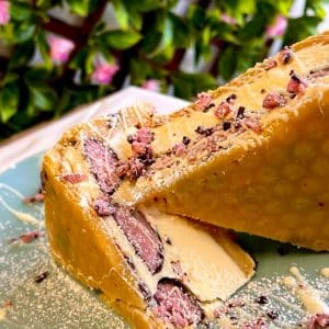 Raspberry Ruffle and White Chocolate Cookie Pie